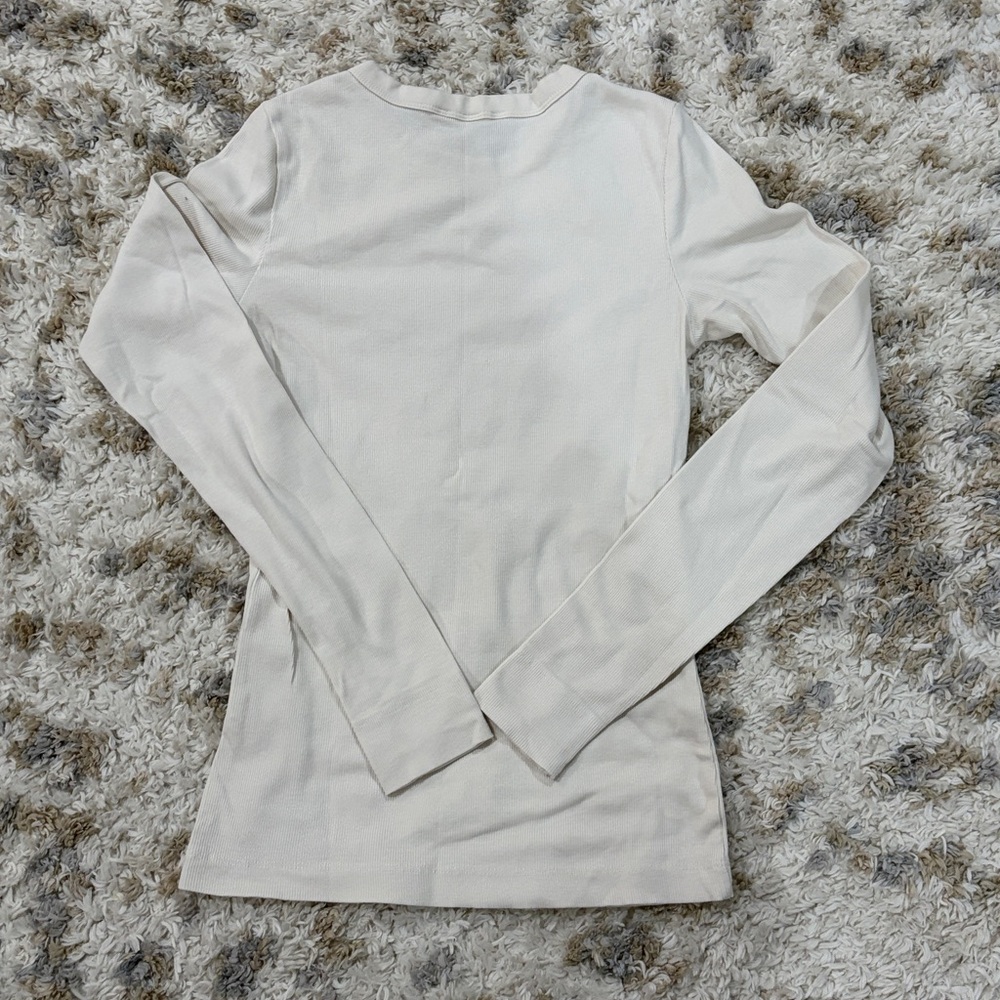 H&M Off-White Long Sleeve Shirt* - Picture 7 of 7